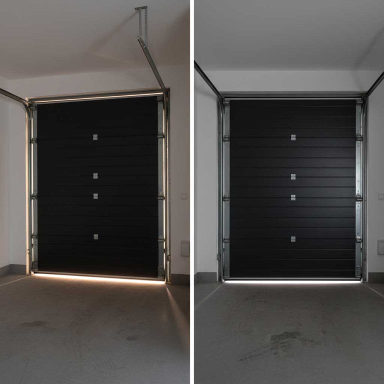 Vergleich: Fehlerhafte Garagentor Montage mit sichtbaren Spalten vs. professioneller Einbau durch Fachbetrieb in Waiblingen. Kosten und Dauer im Überblick.