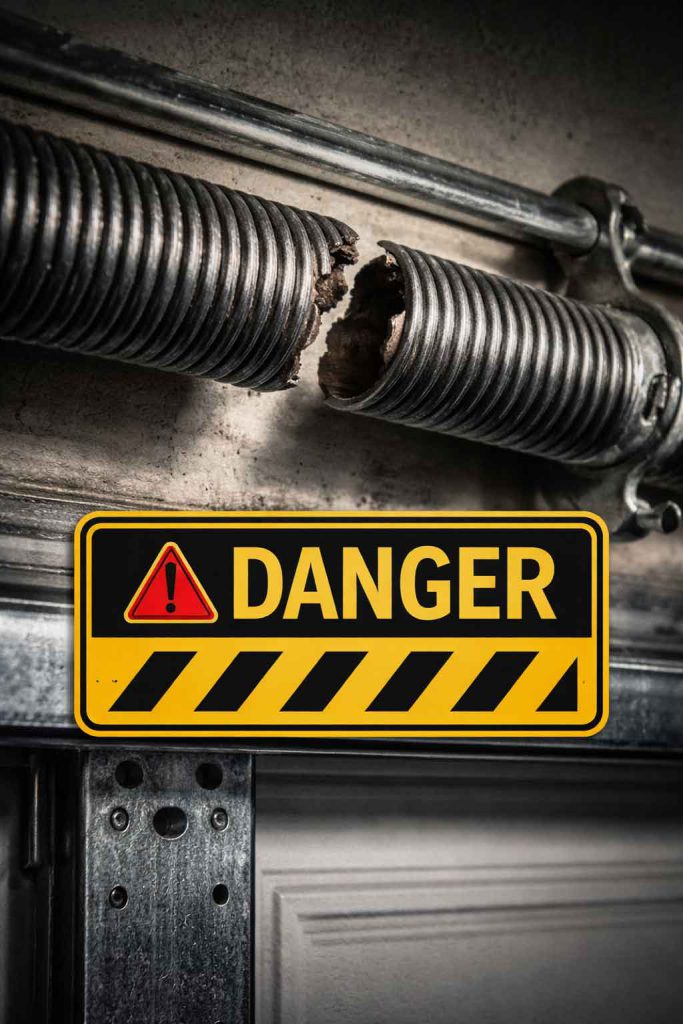 Gebrochene Torsionsfeder am Garagentor – ein Fall für den Fachmann.