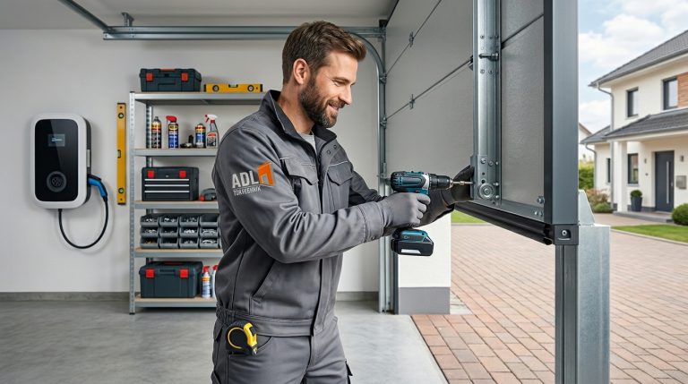Monteur zieht Halterung nach Garage 202606111659 ADL Tortechnik